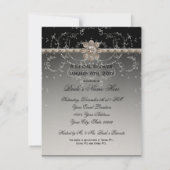 Juwel-Blick-Silber Bling achteckiger Einladung (Rückseite)