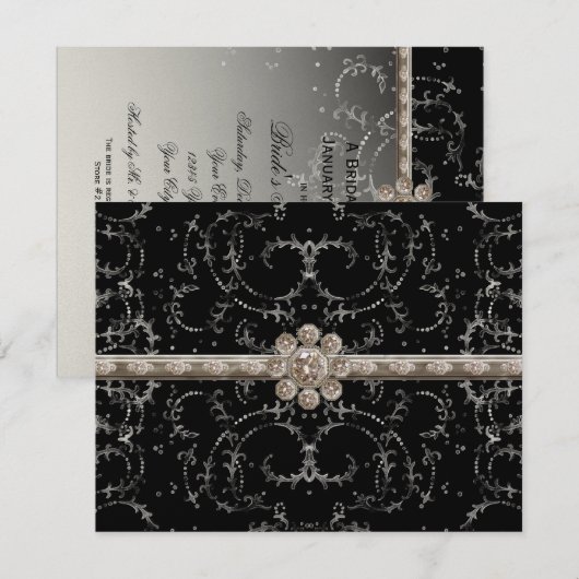 Juwel-Blick-Silber Bling achteckiger Einladung (Vorne/Hinten)