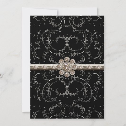 Juwel-Blick-Silber Bling achteckiger Einladung (Vorderseite)