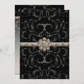 Juwel-Blick-Silber Bling achteckiger Einladung (Vorne/Hinten)