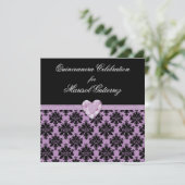 Juwel-Herz Quinceanera Einladung KRW lila (Stehend Vorderseite)