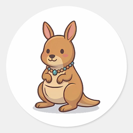 Juwel-Känguru Runder Aufkleber (Vorderseite)