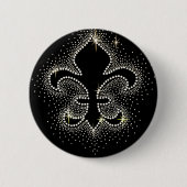 Juwel-Lilien-Schwarz-Silber-Goldschein Button (Vorderseite)
