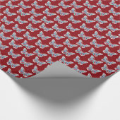 Juwel-Schmetterlinge auf Burgunderrot Geschenkpapier (Ecke)