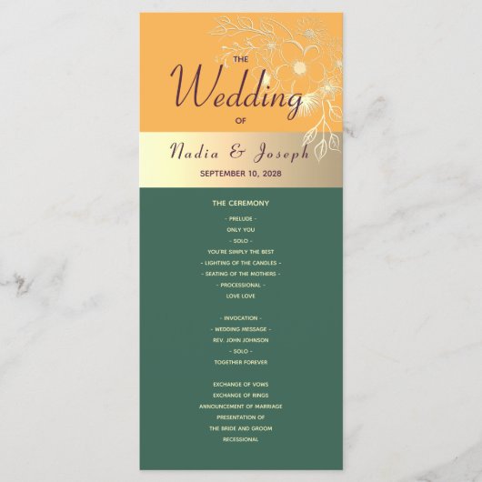 Juwel-Töne Hochzeitsprogramm Programm (Vorderseite)