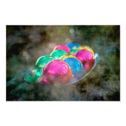 Juwelen der Weihnachtsschmuck im Wald Fotodruck (Vorne)