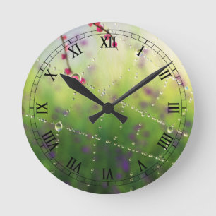 Juwelen des Morgens im Frühling Runde Wanduhr
