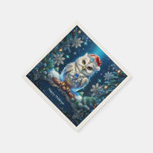 Juwelen-Eule mit Santa-Hut-Serviette Serviette (Ecke)