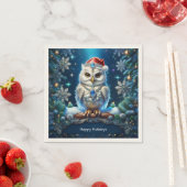 Juwelen-Eule mit Santa-Hut-Serviette Serviette (Beispiel)