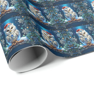 Juwelen-Eule mit Weihnachtsmannmütze Feiertags-Ges Geschenkpapier