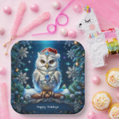 Juwelen-Eule mit Weihnachtsmannmütze Papierplatte Pappteller (Party)