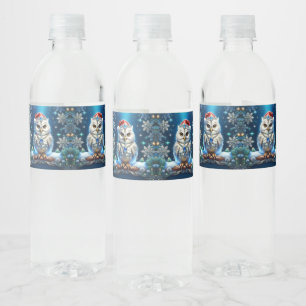 Juwelen-Eule mit Weihnachtsmannmütze Wasserflaschenetikett