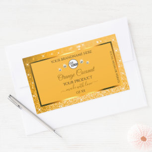 Juwelen für Orange Sparkling Glitzer Product Label Rechteckiger Aufkleber