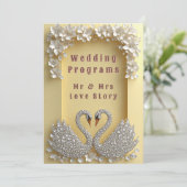 🌸 Juwelen-Hochzeitsschwan-Paar Elegantes Thema 💖 Programm (Stehend Vorderseite)
