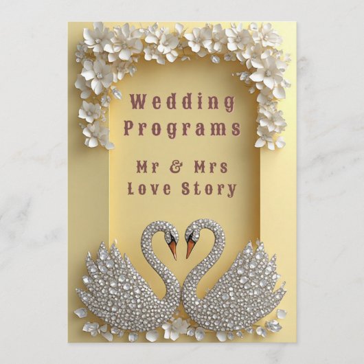 🌸 Juwelen-Hochzeitsschwan-Paar Elegantes Thema 💖 Programm (Vorderseite)