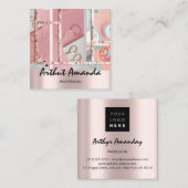 Juwelen Luxury Gold Pearl Rose Rosa Foto Rahmen Quadratische Visitenkarte (Vorne/Hinten)