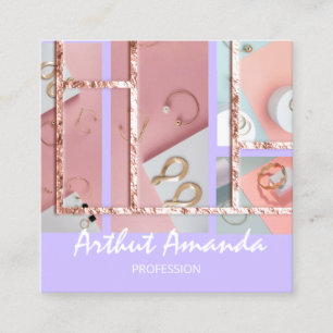 Juwelen Luxury Gold Pearl Rose Rosa Lila Rahmen Quadratische Visitenkarte