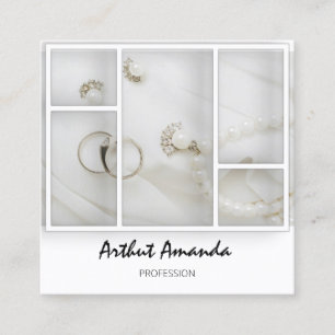 Juwelen Luxusgüter Perlen Gold White VIP Quadratische Visitenkarte