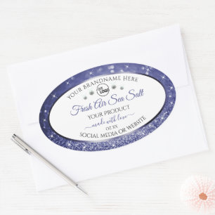 Juwelen mit dem Logo "White Royal Blue Glitzer Pro Ovaler Aufkleber
