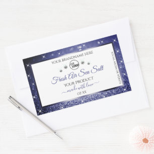 Juwelen mit dem Logo "White Royal Blue Glitzer Pro Rechteckiger Aufkleber