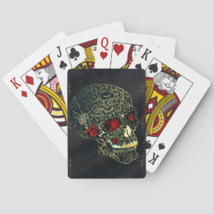 Juwelen Spinnen-Schädel & Rosen Glam Gothic-Filigr Spielkarten