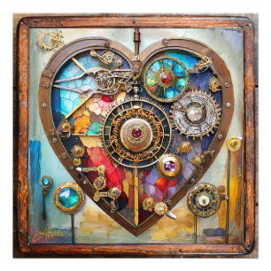 Juwelen Und Buntglas Herz Steampunk Serie Fotodruck