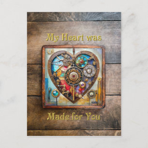 Juwelen und Buntglas-Herz Steampunk-Serie Postkarte