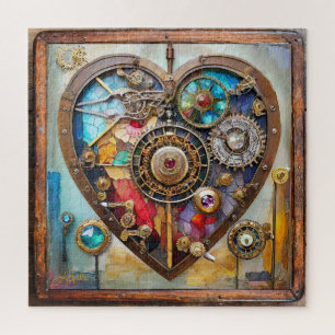 Juwelen und Buntglas-Herz Steampunk-Serie Puzzle