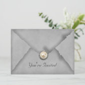 Juwelen und Lace Gray Party Einladung (Stehend Vorderseite)