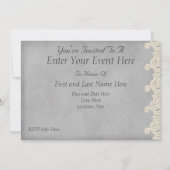 Juwelen und Lace Gray Party Einladung (Rückseite)