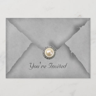 Juwelen und Spitze Graue Party-Einladung Einladung