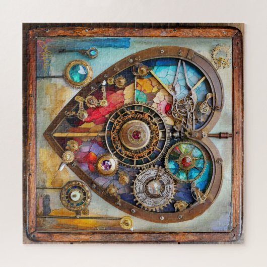 Juwelen und verklebte Glasherz Puzzle (Horizontal)