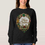 Juwelen-Weihnachtskranz Luxus-Edelstein-Feiertag Sweatshirt (Vorderseite)