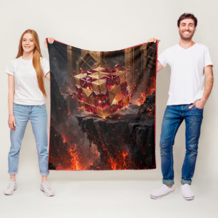 Juwelenbesetzter Würfel auf dem vulkanischen Abgru Fleecedecke