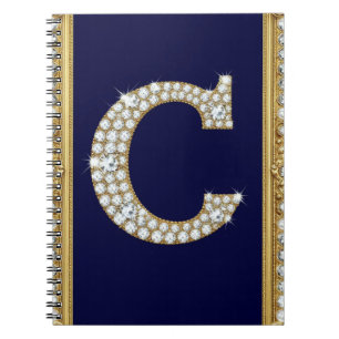Juwelenbesetztes Monogramm Buchstabe C in verziert Notizblock