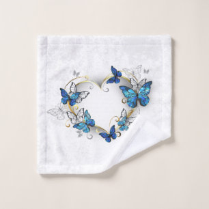 Juwelenherz mit Schmetterlingen Morpho Badhandtuch Set