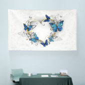 Juwelenherz mit Schmetterlingen Morpho Banner (Messe)