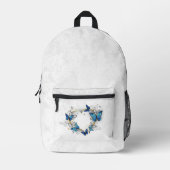 Juwelenherz mit Schmetterlingen Morpho Bedruckter Rucksack (Vorderseite)