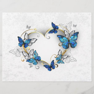 Juwelenherz mit Schmetterlingen Morpho Briefbogen