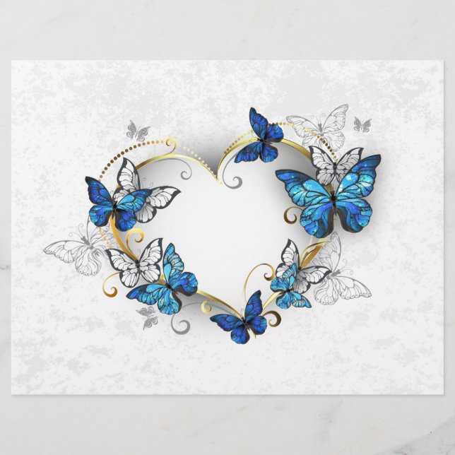 Juwelenherz mit Schmetterlingen Morpho Briefbogen (Vorderseite)