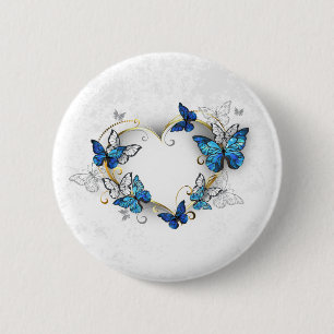 Juwelenherz mit Schmetterlingen Morpho Button