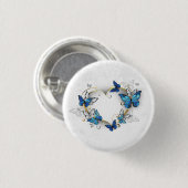 Juwelenherz mit Schmetterlingen Morpho Button (Vorne & Hinten)