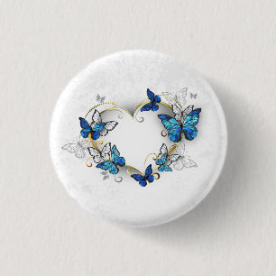 Juwelenherz mit Schmetterlingen Morpho Button