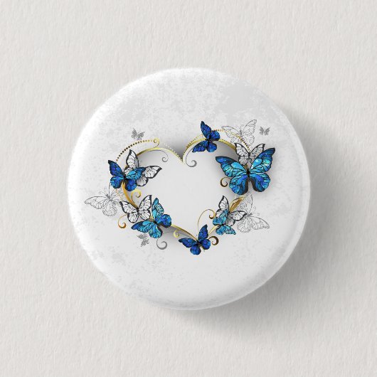 Juwelenherz mit Schmetterlingen Morpho Button (Vorderseite)