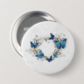 Juwelenherz mit Schmetterlingen Morpho Button (Vorne & Hinten)