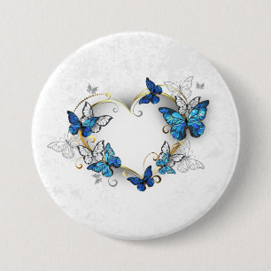 Juwelenherz mit Schmetterlingen Morpho Button