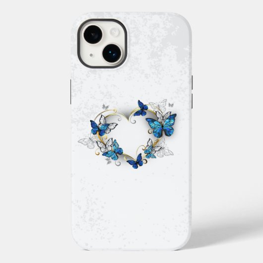 Juwelenherz mit Schmetterlingen Morpho Case-Mate iPhone Hülle (Rückseite)