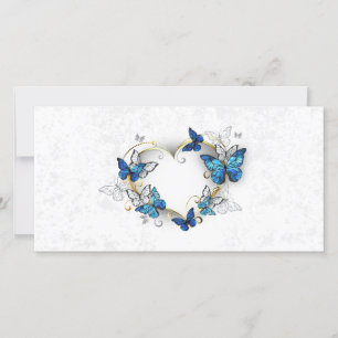 Juwelenherz mit Schmetterlingen Morpho Dankeskarte