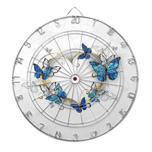 Juwelenherz mit Schmetterlingen Morpho Dartscheibe (vorne)
