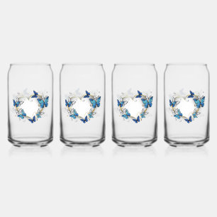 Juwelenherz mit Schmetterlingen Morpho Dosenglas